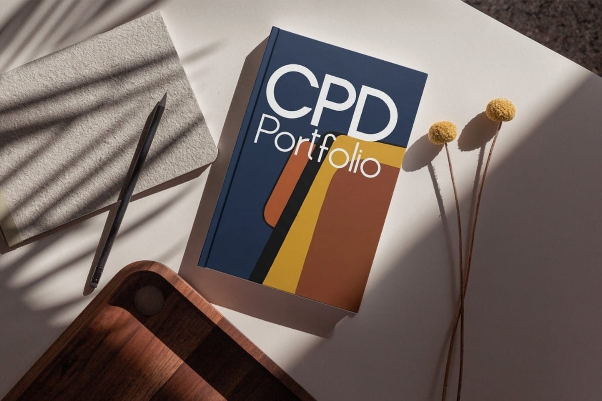 CPD portfolio on a stylish workspace.
